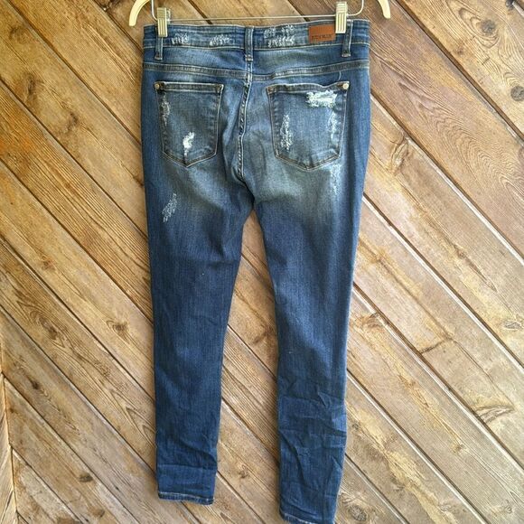 Judy Blue distressed ripped leopard cheetah skinny fit jeans size 11/30 - Picture 8 of 8